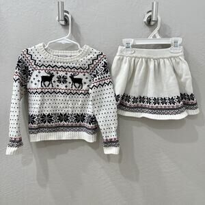 Nula Bug Christmas Moose & Snowflake Knit Sweater & Skirt Outfit